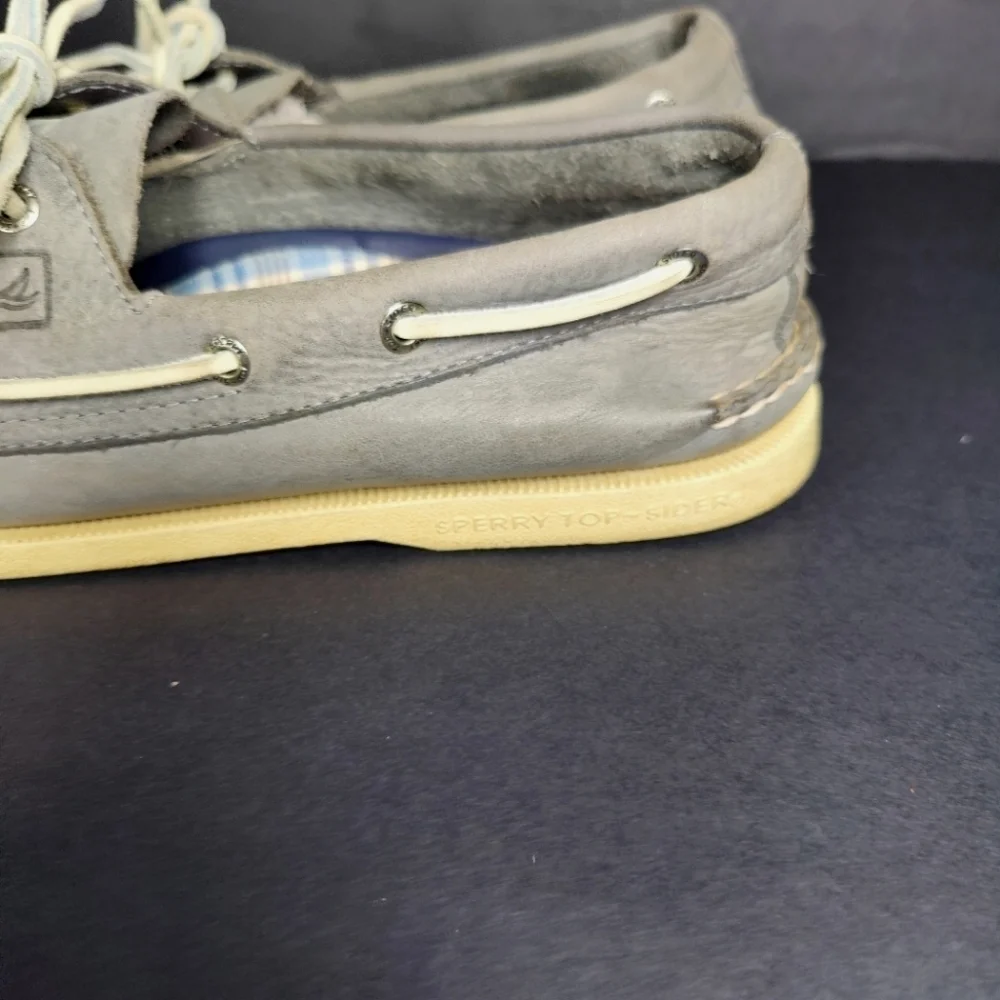 Sperry Original Gray Top Sider Boat Leather Lace Up Casual Men's Shoe Size 11M